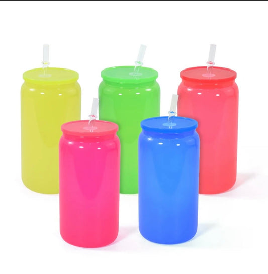 16 oz Neon Glass Cup